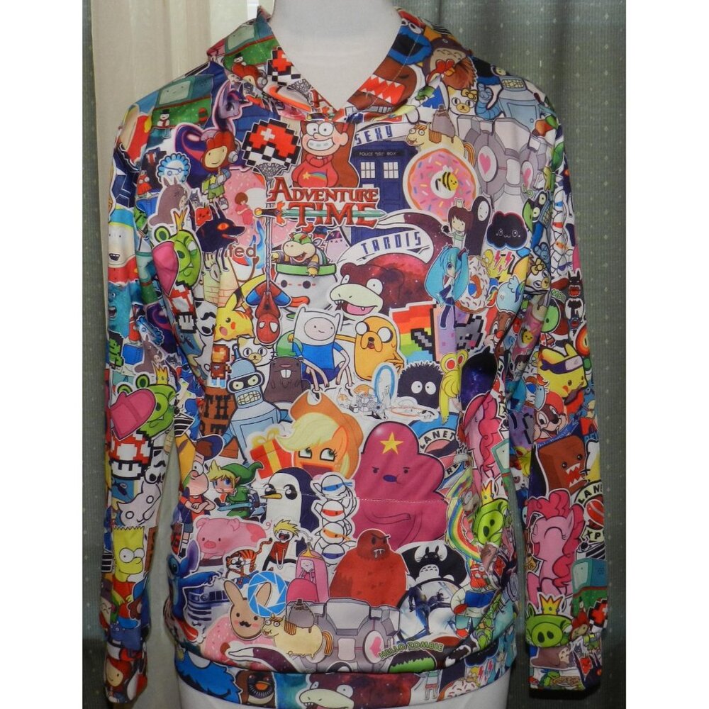 Unbranded size XL stretch blend cartoon sweatshirt hooded unisex long sleeved